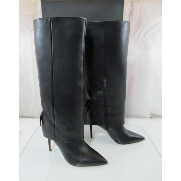 Vince Camuto Kammitie Size 9 Foldover Knotted Back Strap Tall Dress Boots Black - Picture 3 of 8